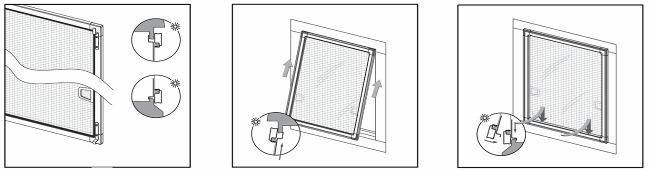 установка москитной сетки с помощью металлических крючков