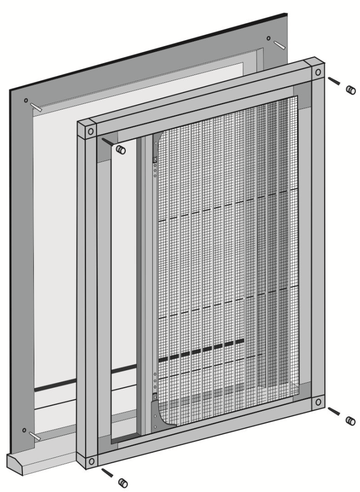 монтаж москитной сетки плиссе с использованием фронтальной рамки